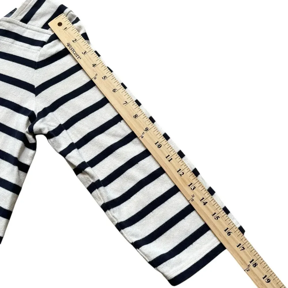 LL Bean Nautical Stripe Cotton Dress Square Neck 3/4 Sleeve Small Preppy